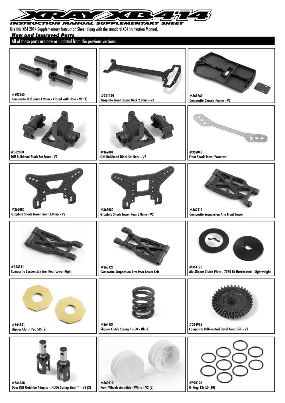 Xray - XB4 2014 (XB4'14) - 4WD - Supplementary Manual - Page 1