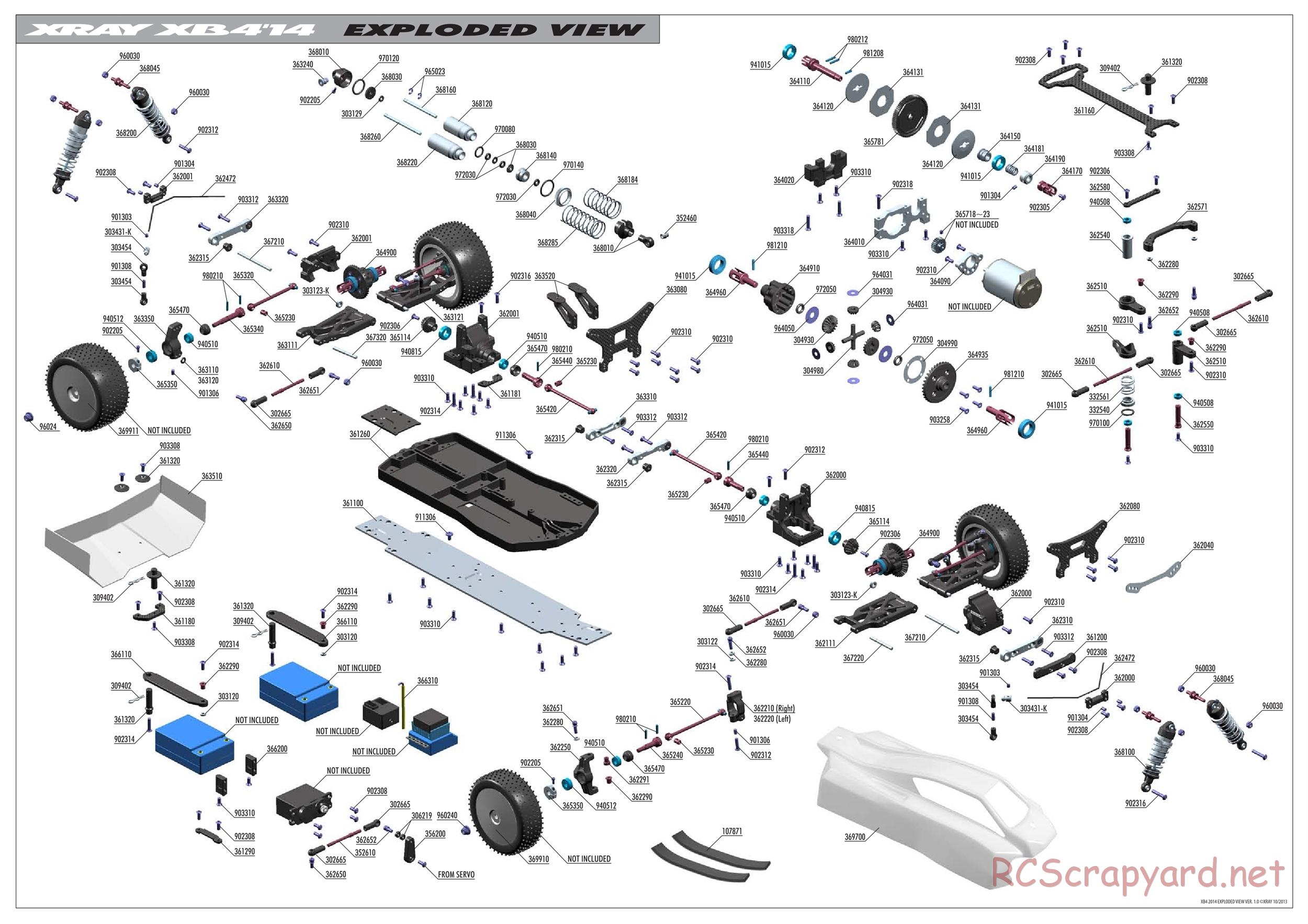 Xray - XB4 2014 (XB4'14) - 4WD - Exploded View