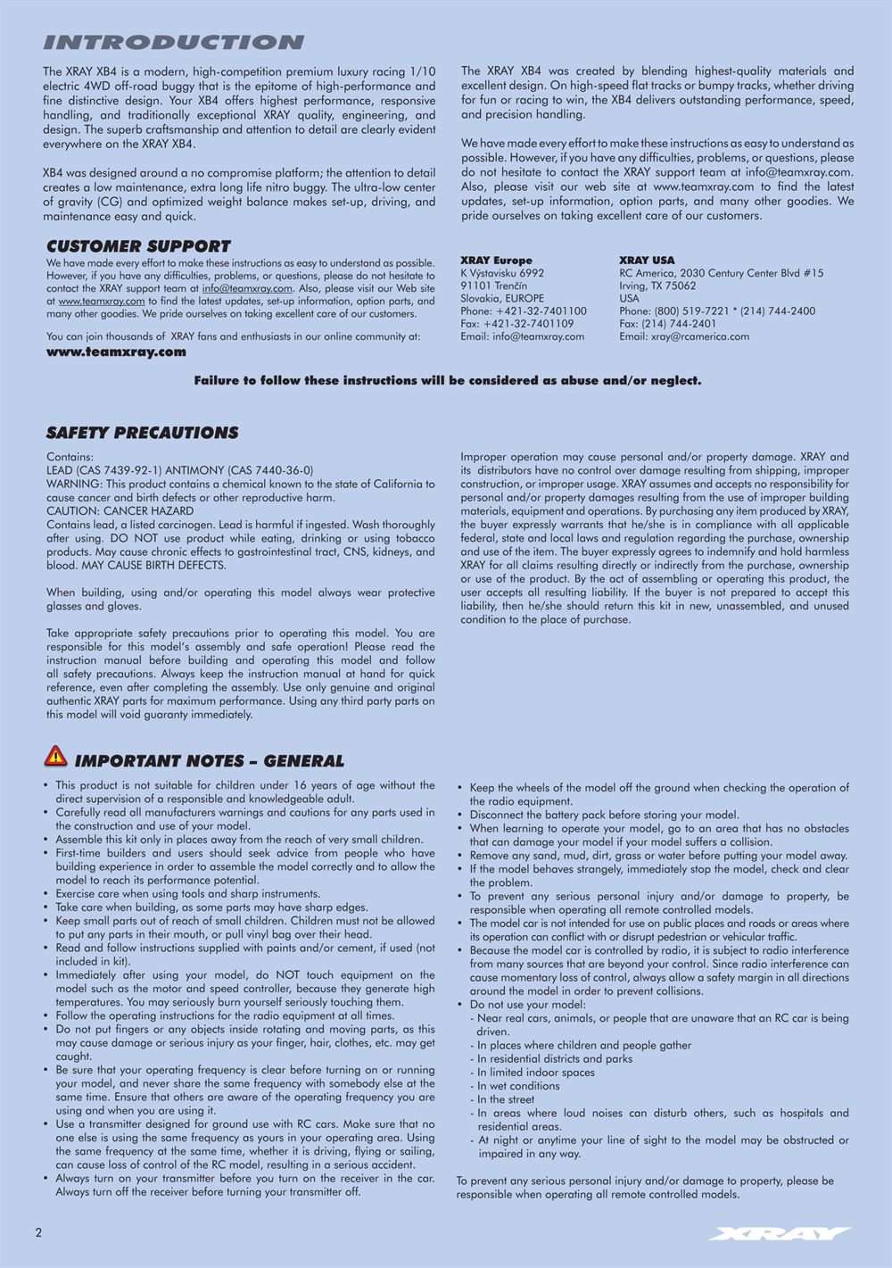 Xray - XB4 2016 (XB4'16) - 4WD - Manual - Page 2
