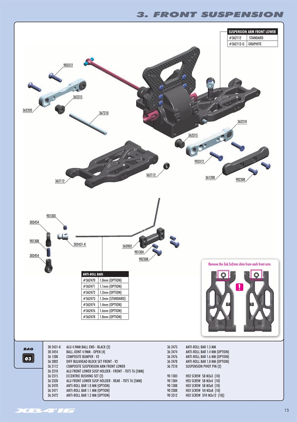 Xray - XB4 2016 (XB4'16) - 4WD - Manual - Page 15