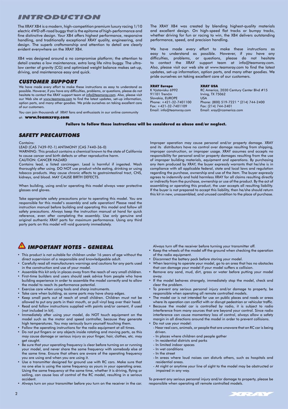 Xray - XB4 2018 (XB4'18) - 4WD - Manual - Page 2