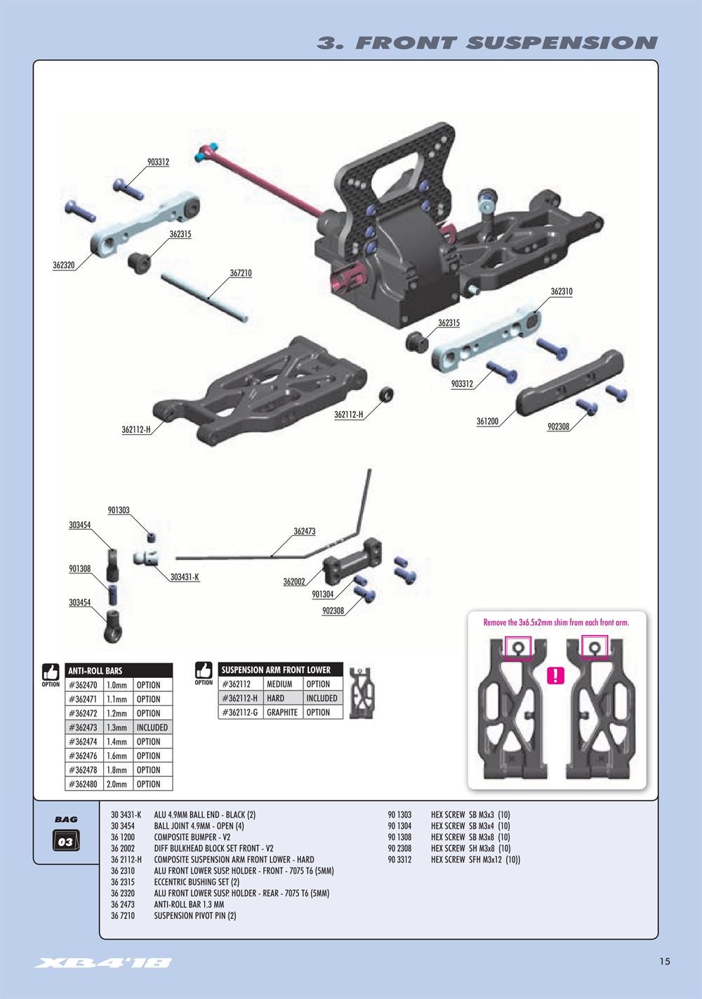 Xray - XB4 2018 (XB4'18) - 4WD - Manual - Page 15