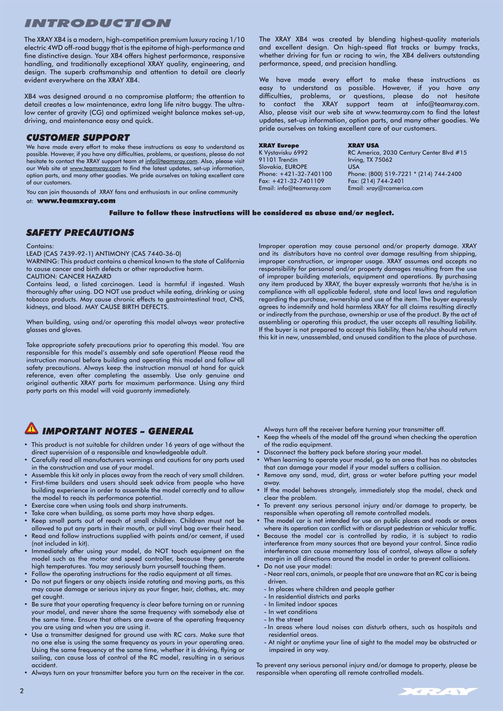 Xray - XB4 2019 (XB4'19) - 4WD - Manual - Page 2