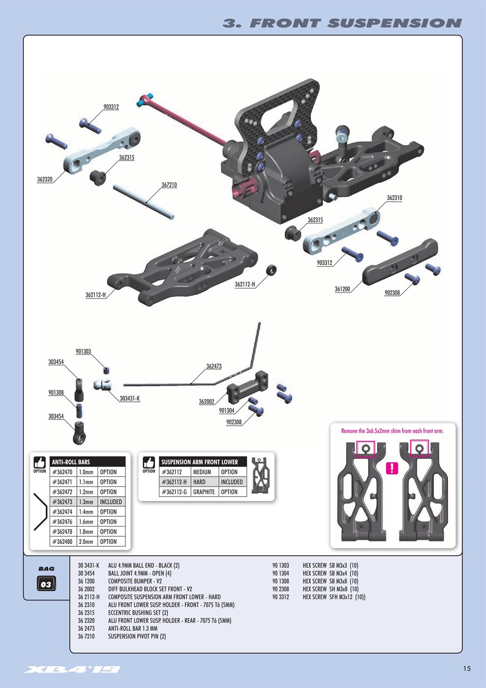 Xray - XB4 2019 (XB4'19) - 4WD - Manual - Page 15