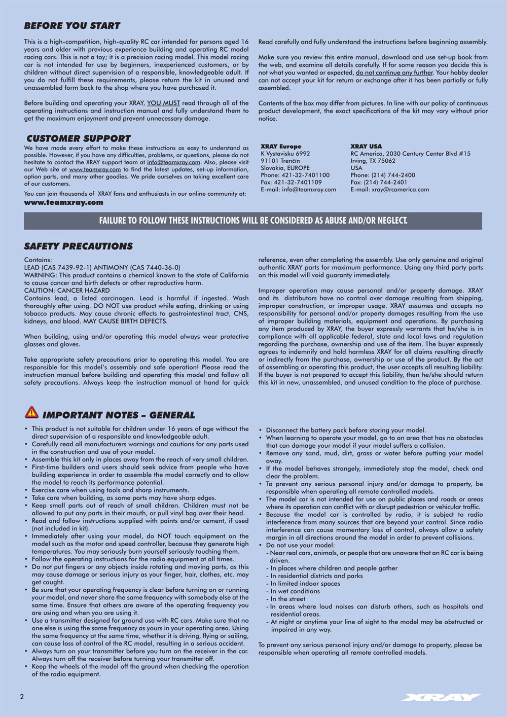 Xray - XB4 2020 (XB4'20) - 4WD - Manual - Page 2