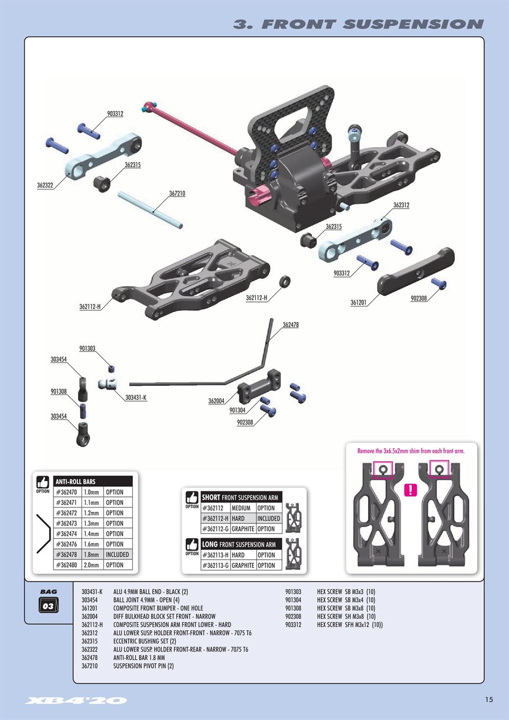 Xray - XB4 2020 (XB4'20) - 4WD - Manual - Page 15