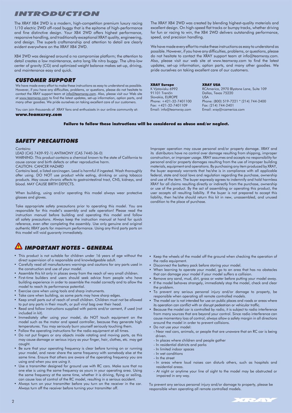 Xray - XB4 - 2WD - Manual - Page 2