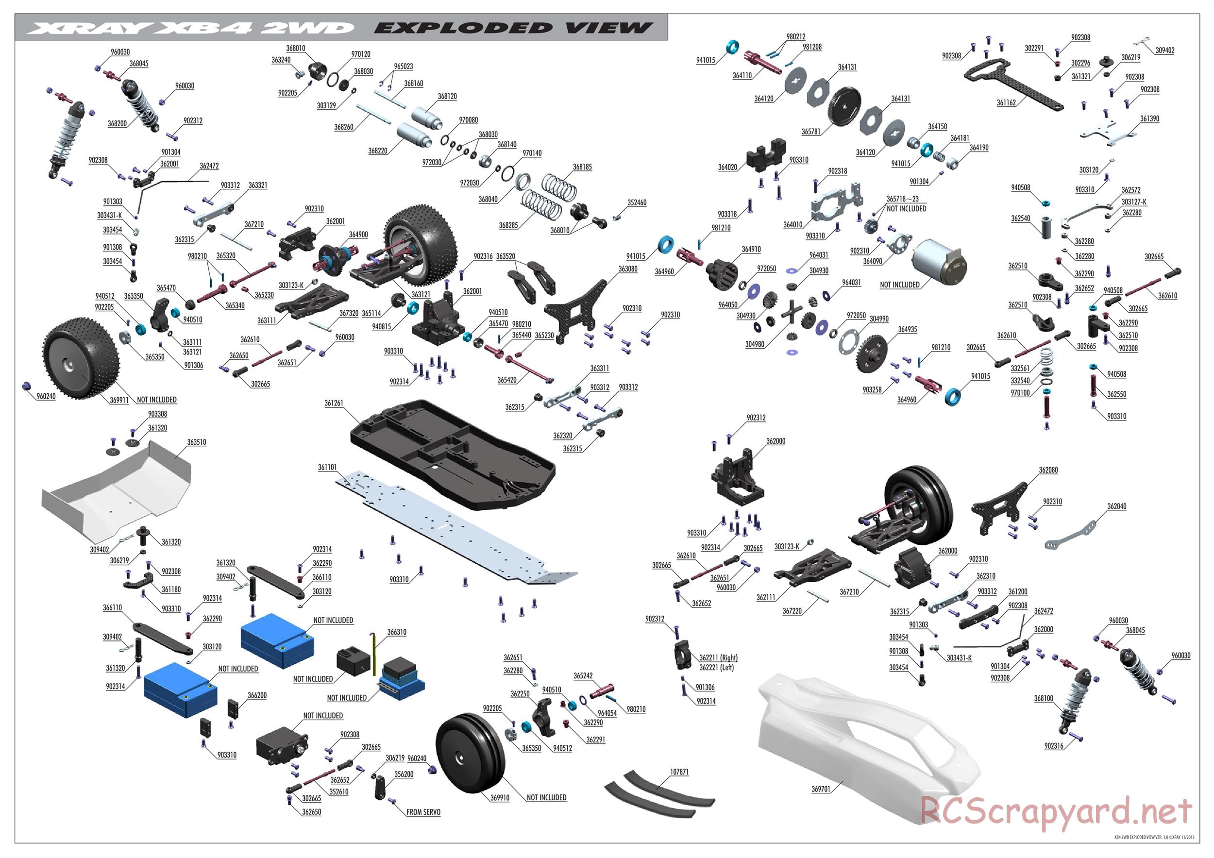 Xray - XB4 - 2WD - Exploded View