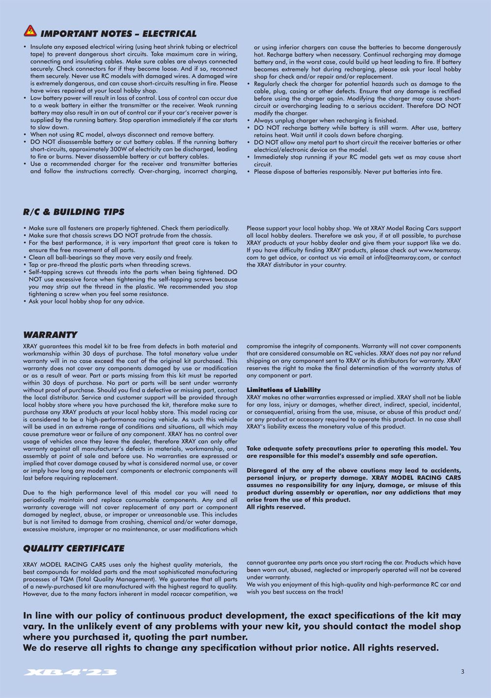 Xray - XB4D 2023 (XB4D'23) - Manual - Page 3