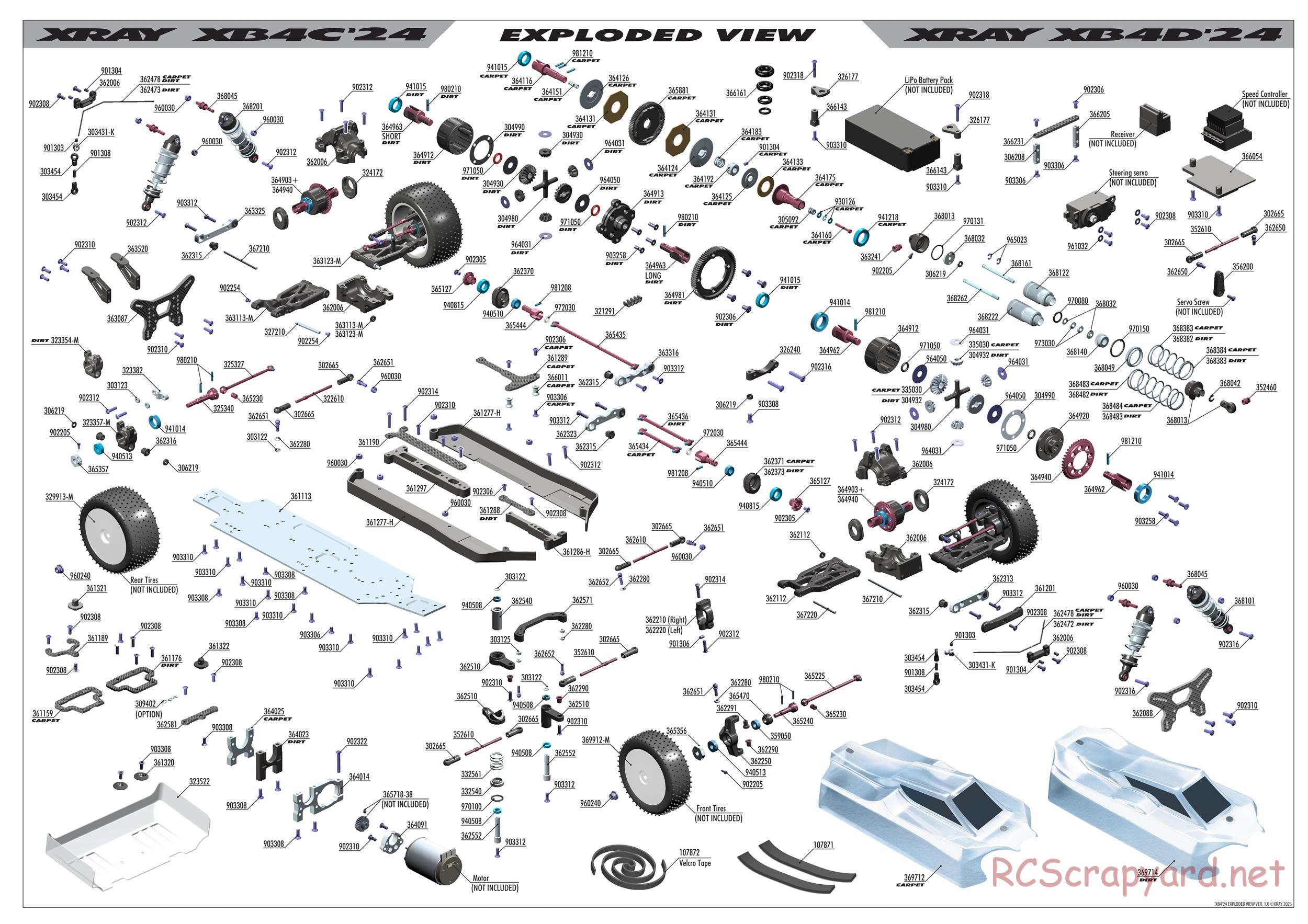 Xray - XB4D 2024 (XB4D'24) - Exploded View