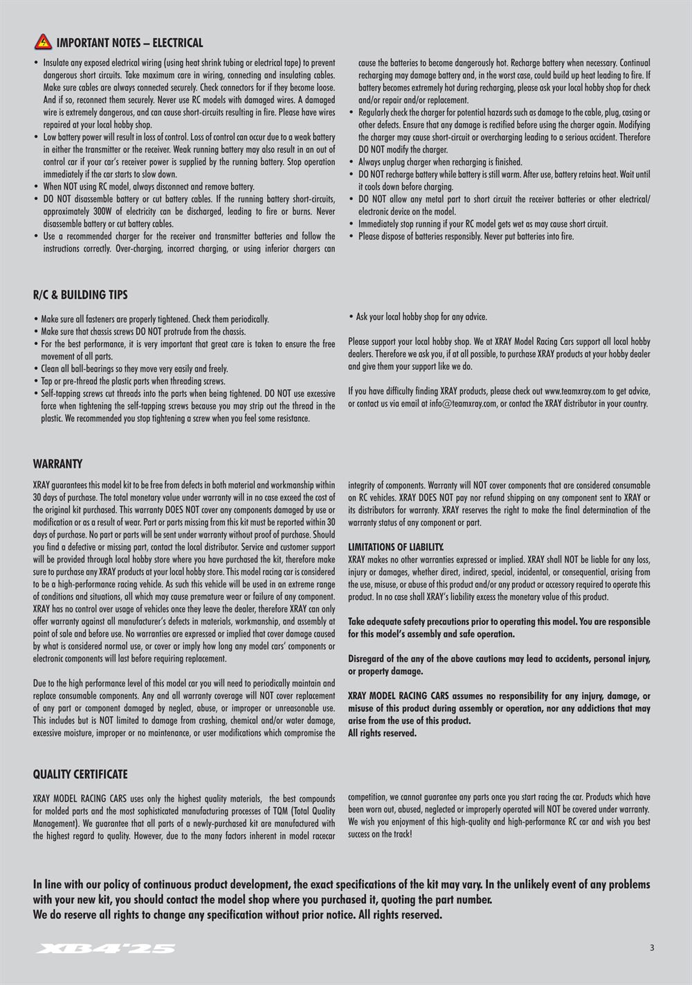 Xray - XB4C 2025 (XB4C'25) - Manual - Page 3