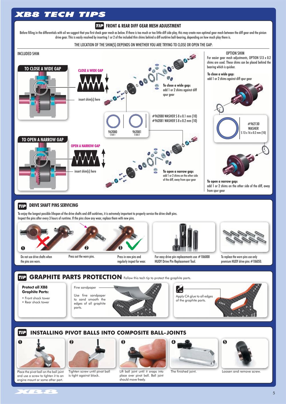 Xray - XB8 2014 Specs (XB8'14) - Manual - Page 5