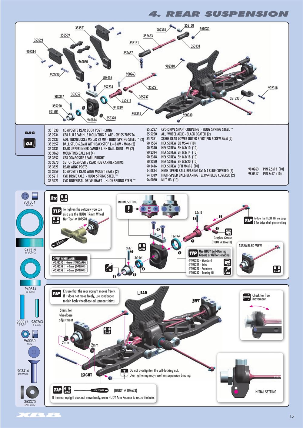 Xray - XB8 2014 Specs (XB8'14) - Manual - Page 15