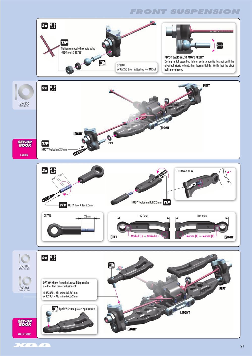 Xray - XB8 2014 Specs (XB8'14) - Manual - Page 21