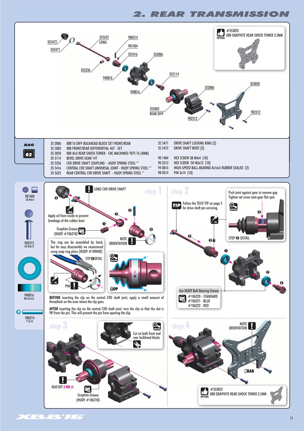 Xray - XB8 2016 Specs (XB8'16) - Manual - Page 11