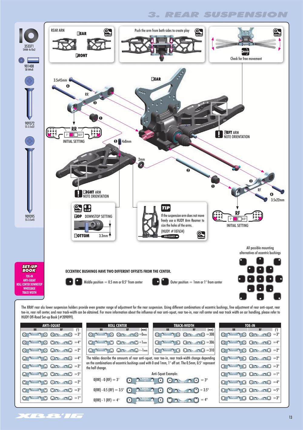 Xray - XB8 2016 Specs (XB8'16) - Manual - Page 13