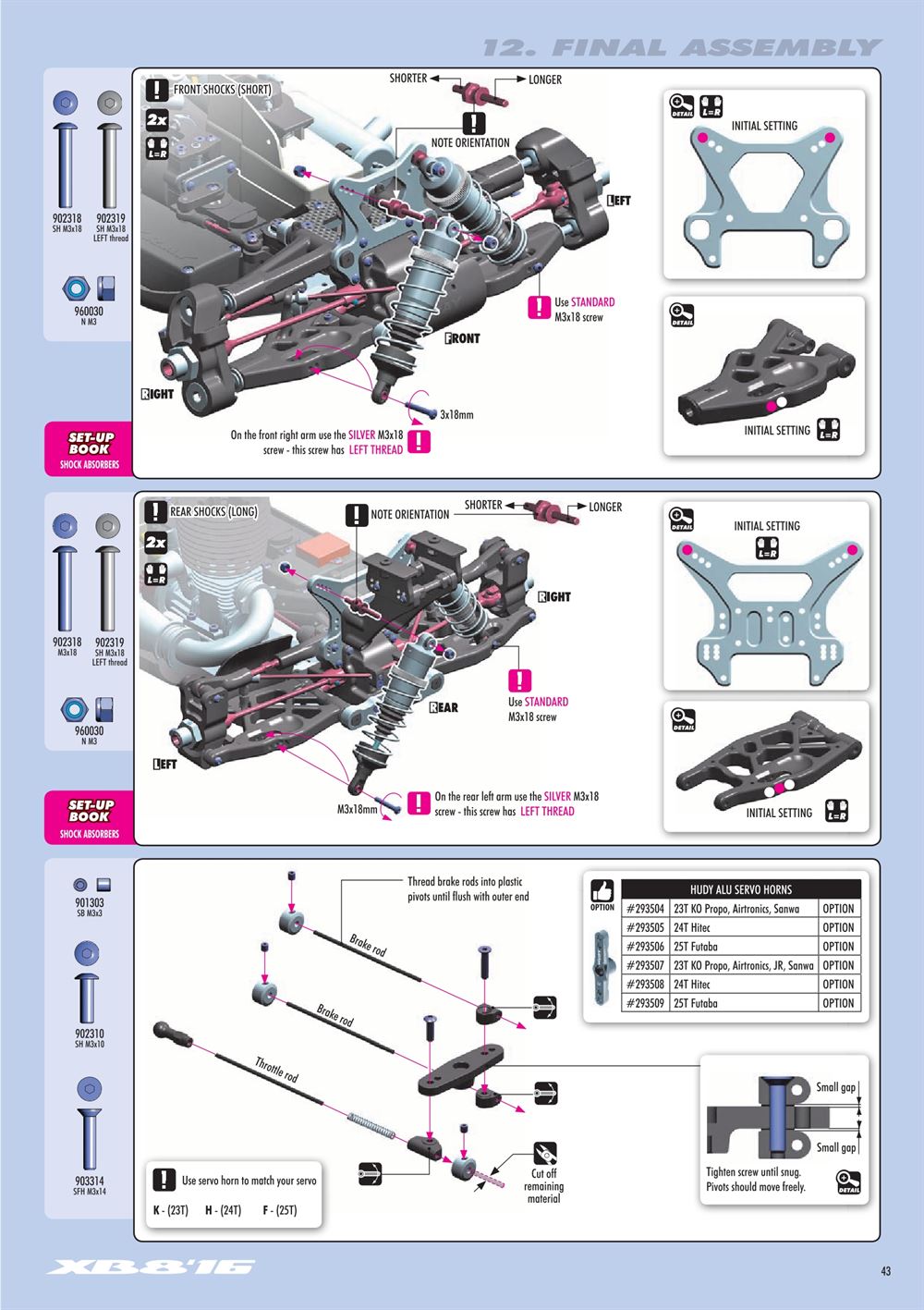 Xray - XB8 2016 Specs (XB8'16) - Manual - Page 43