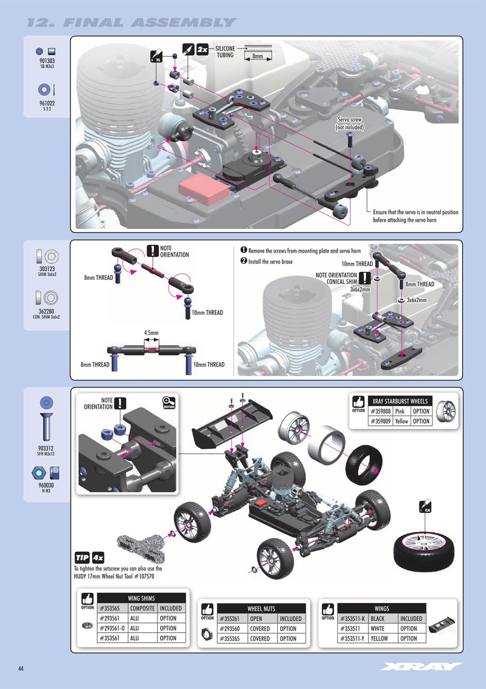 Xray - XB8 2016 Specs (XB8'16) - Manual - Page 44