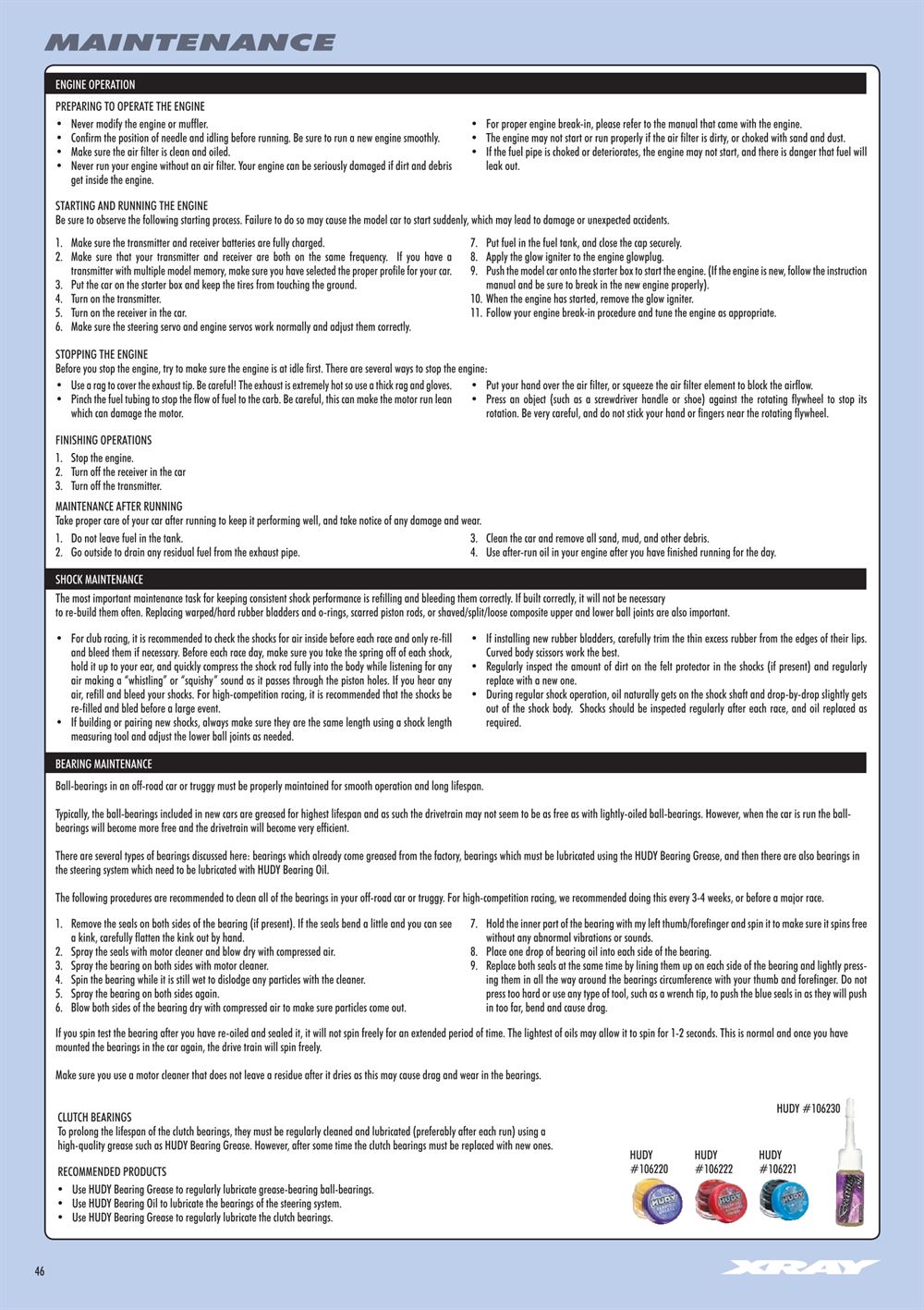 Xray - XB8 2016 Specs (XB8'16) - Manual - Page 46