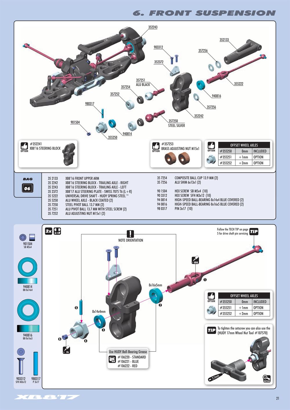 Xray - XB8 2017 Specs (XB8'17) - Manual - Page 21