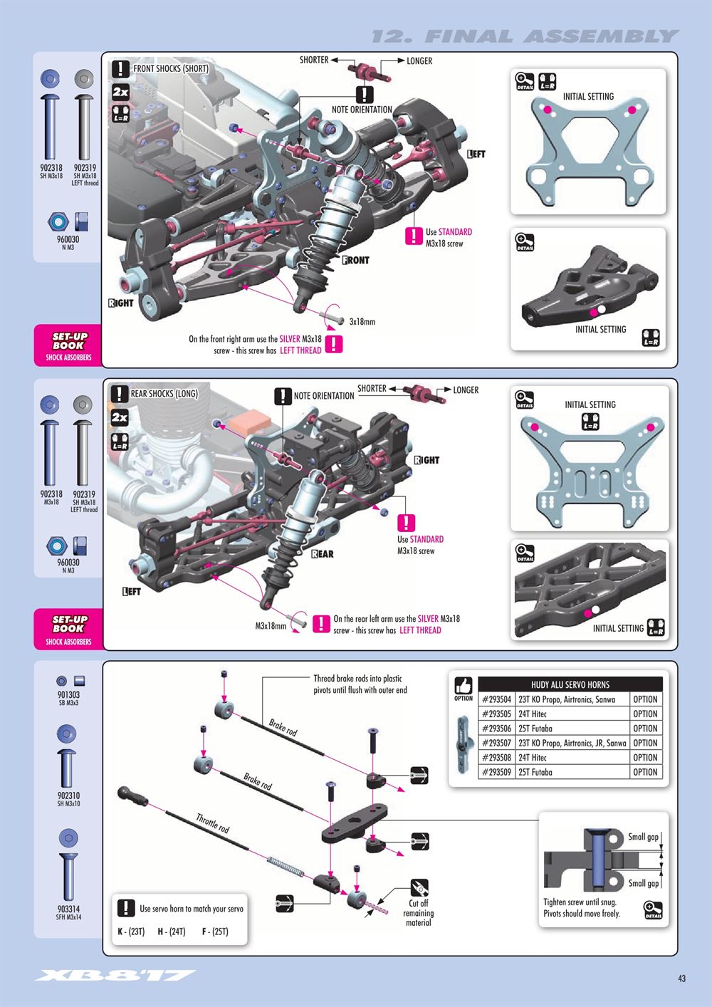 Xray - XB8 2017 Specs (XB8'17) - Manual - Page 43