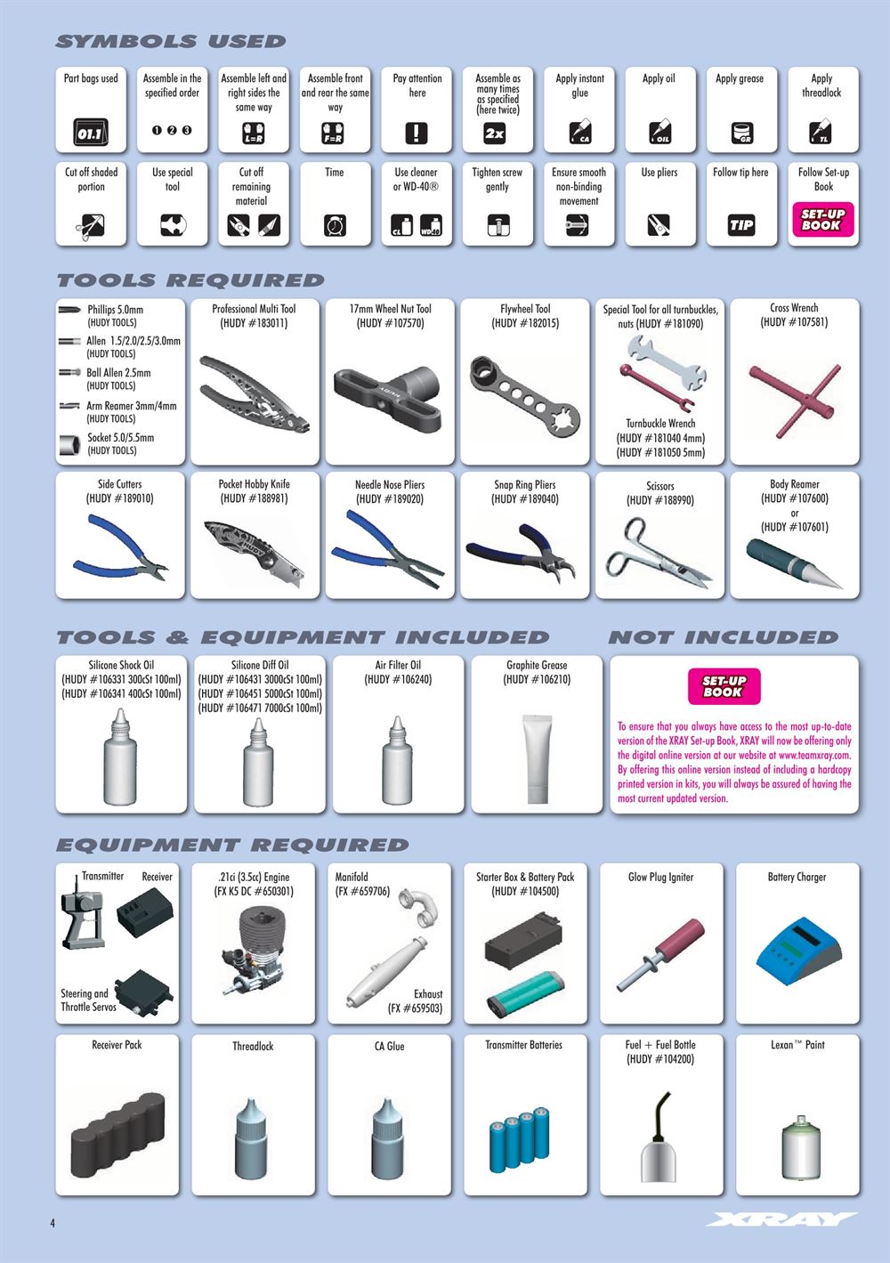 Xray - XB8 2018 Specs (XB8'18) - Manual - Page 4