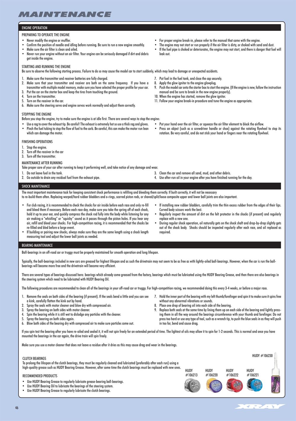 Xray - XB8 2018 Specs (XB8'18) - Manual - Page 46