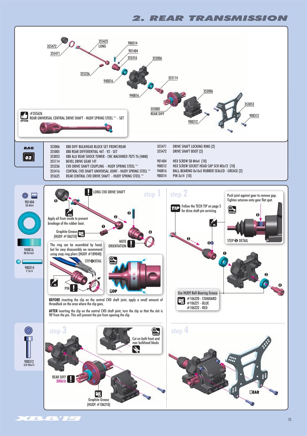 Xray - XB8 2019 Specs (XB8'19) - Manual - Page 11