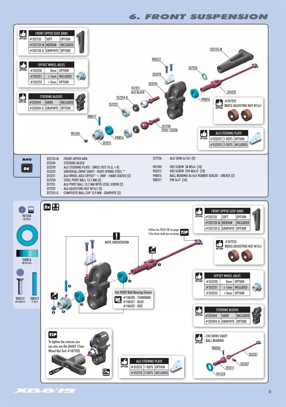 Xray - XB8 2019 Specs (XB8'19) - Manual - Page 21