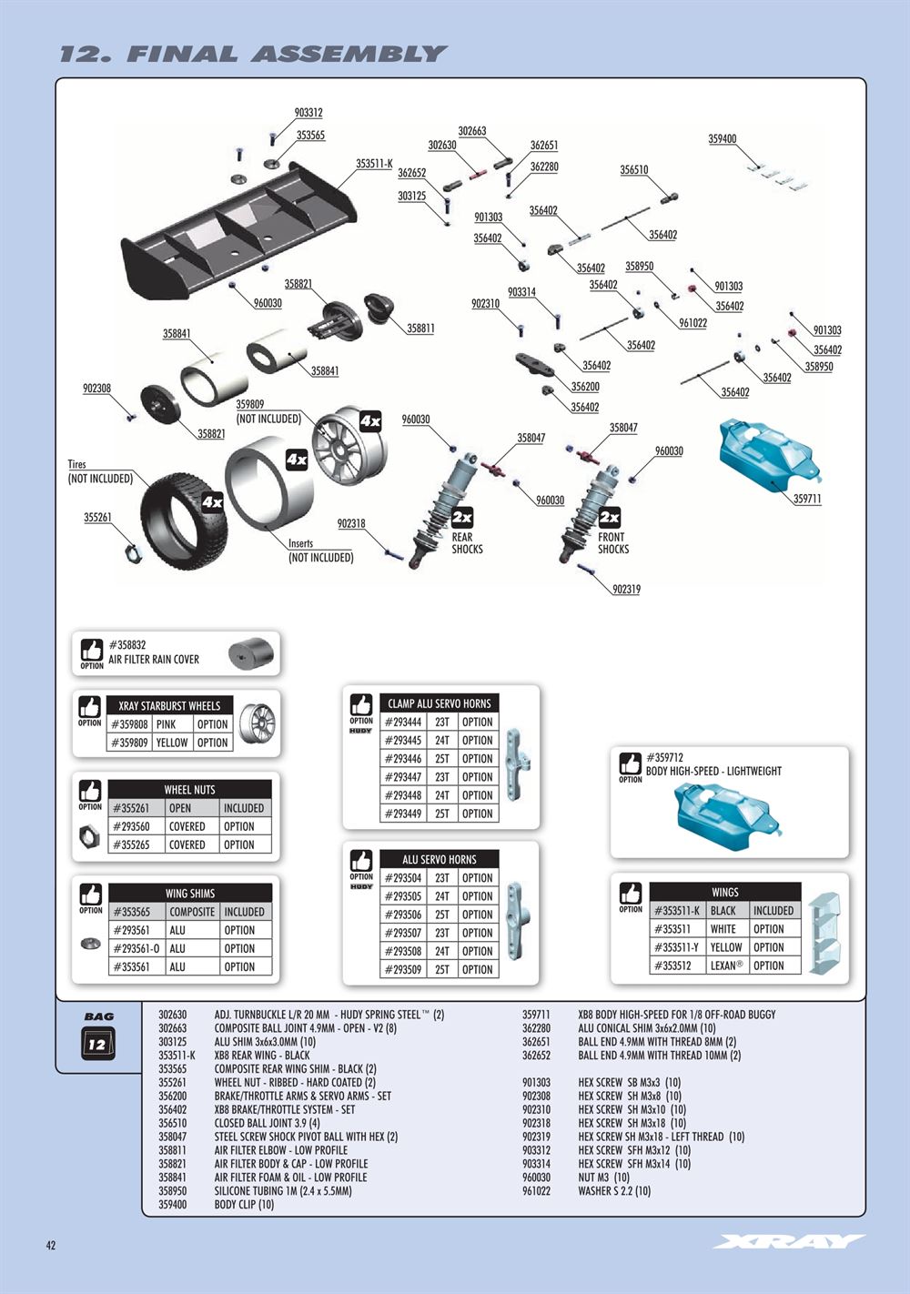 Xray - XB8 2019 Specs (XB8'19) - Manual - Page 42