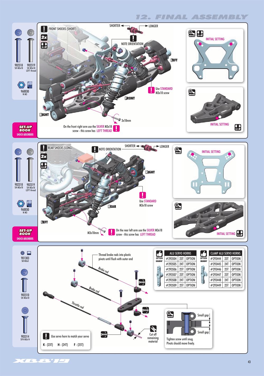 Xray - XB8 2019 Specs (XB8'19) - Manual - Page 43