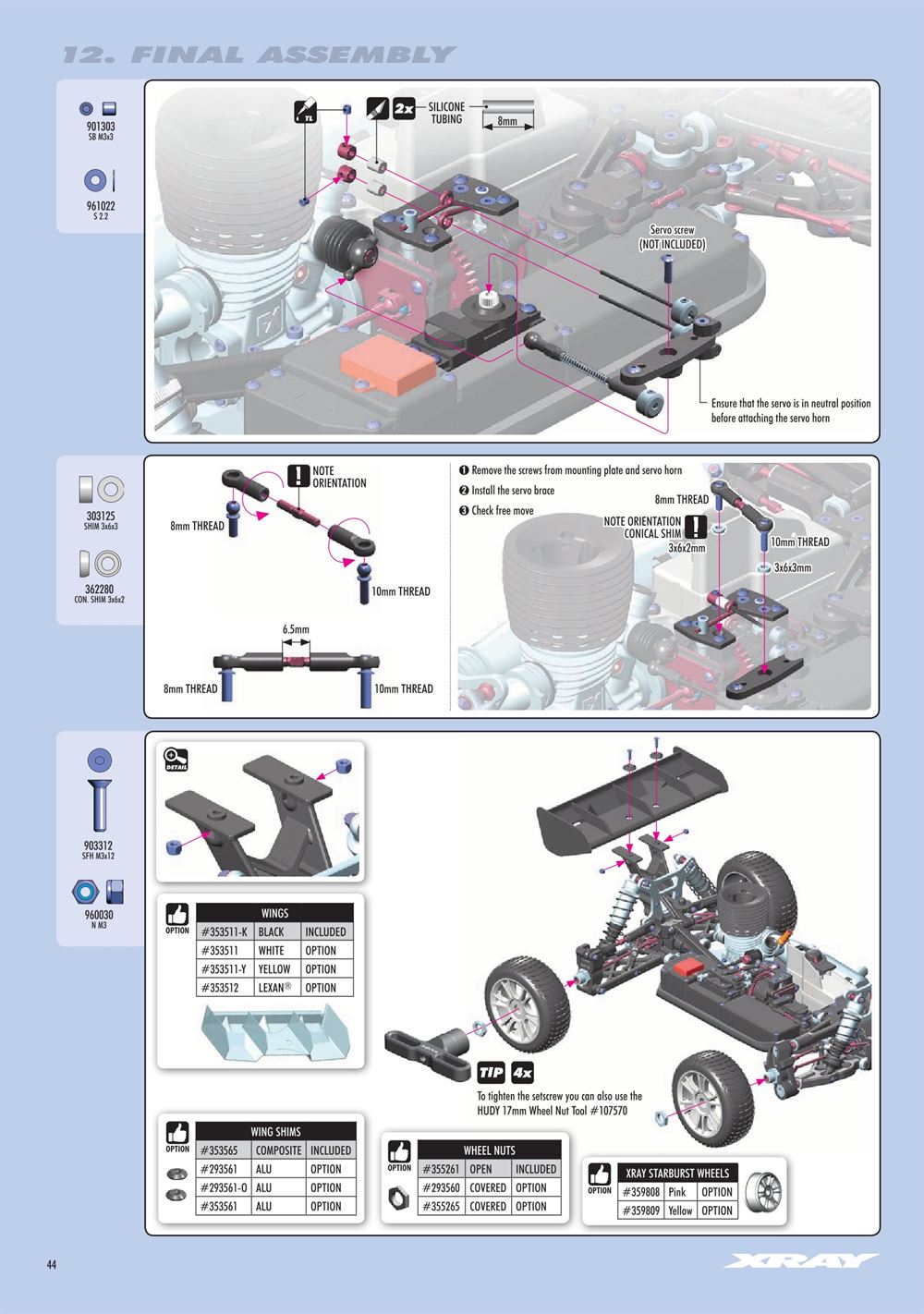 Xray - XB8 2019 Specs (XB8'19) - Manual - Page 44