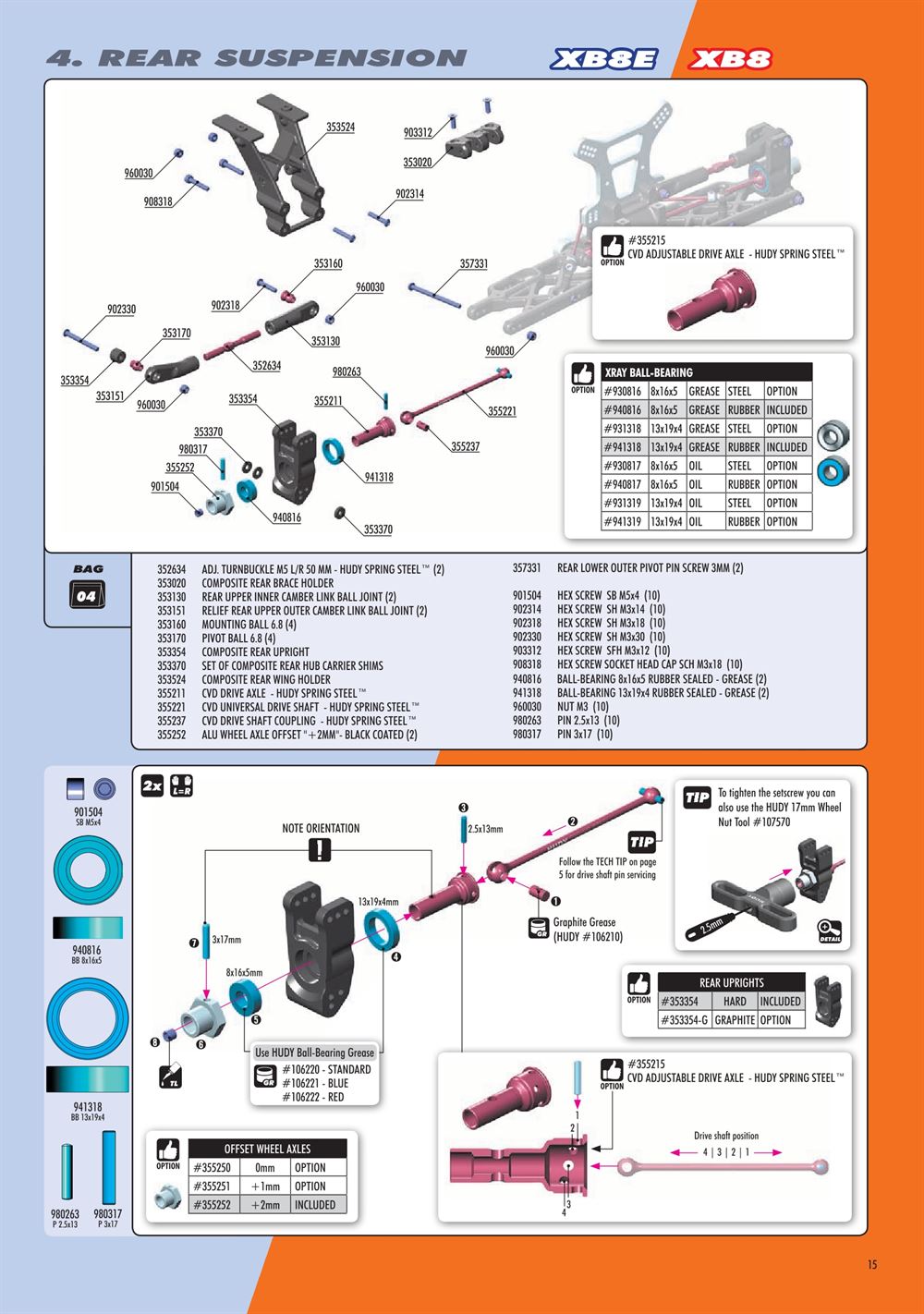 Xray - XB8 2020 Specs (XB8'20) - Manual - Page 15