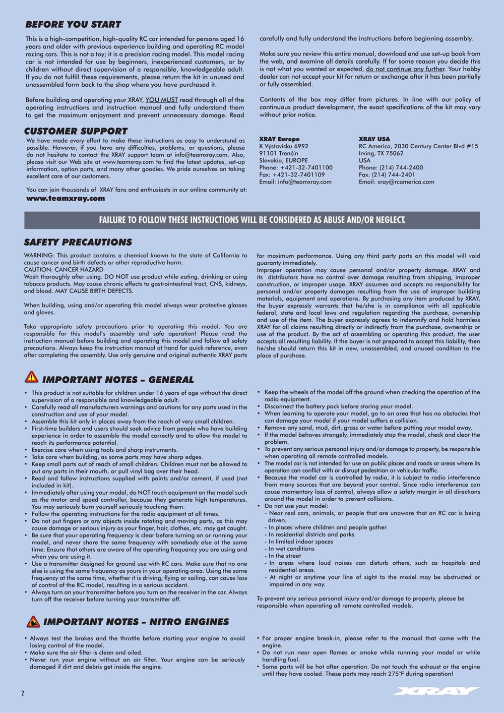 Xray - XB8 2021 Specs (XB8'21) - Manual - Page 2