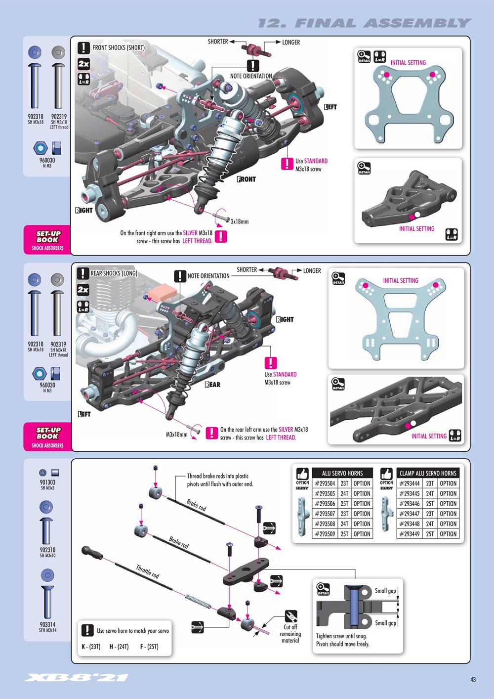 Xray - XB8 2021 Specs (XB8'21) - Manual - Page 43