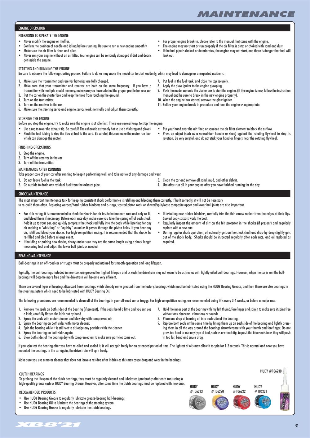 Xray - XB8 2021 Specs (XB8'21) - Manual - Page 51