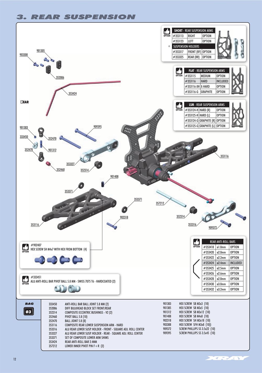 Xray - XB8 2022 Specs (XB8'22) - Manual - Page 12