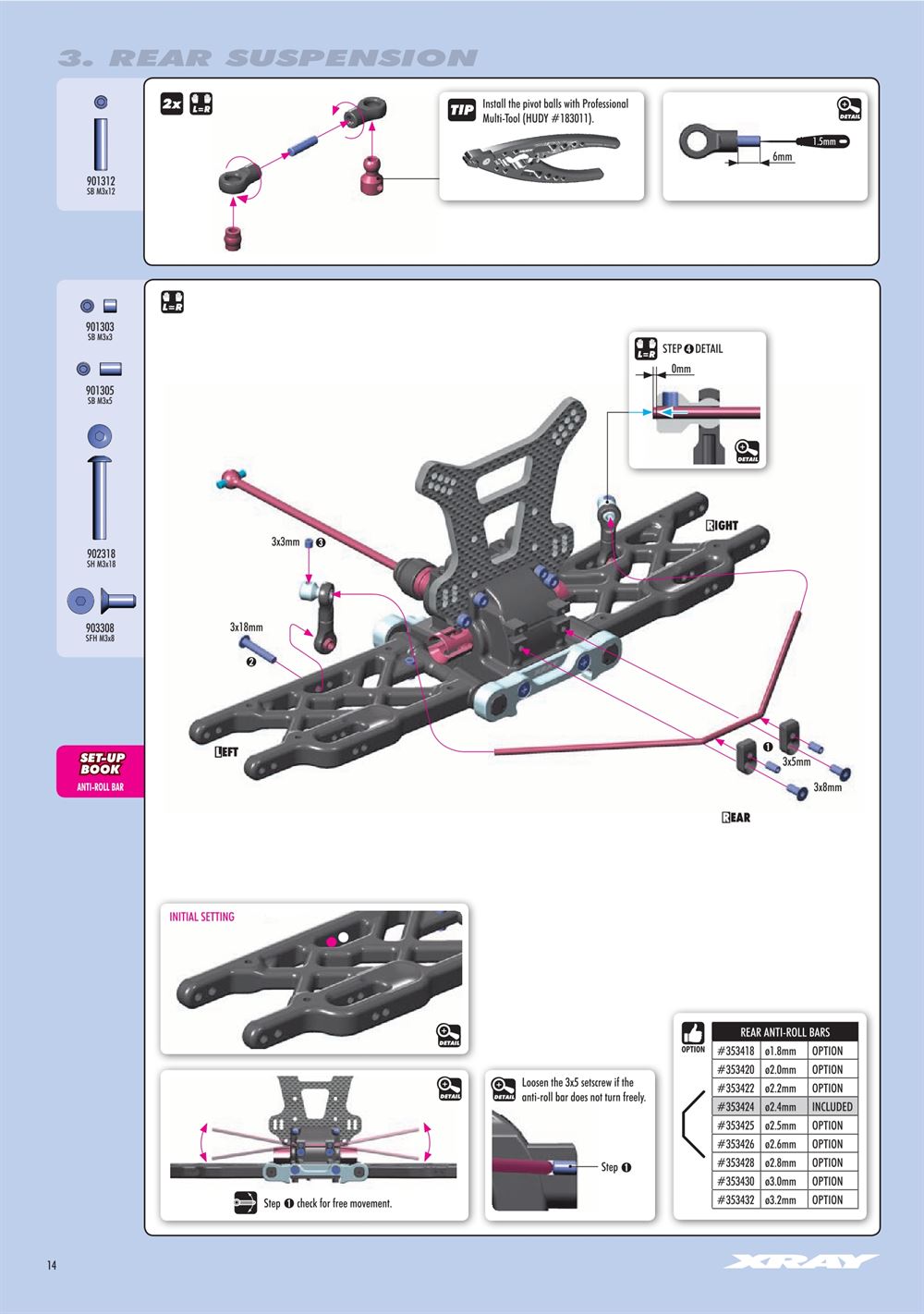 Xray - XB8 2022 Specs (XB8'22) - Manual - Page 14