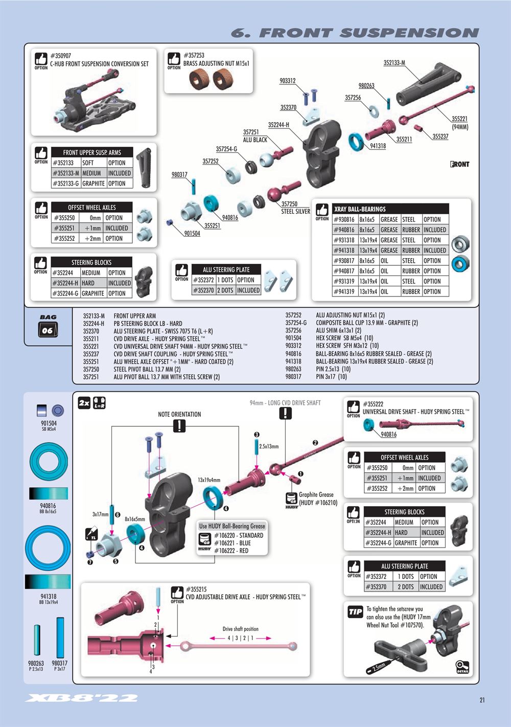 Xray - XB8 2022 Specs (XB8'22) - Manual - Page 21
