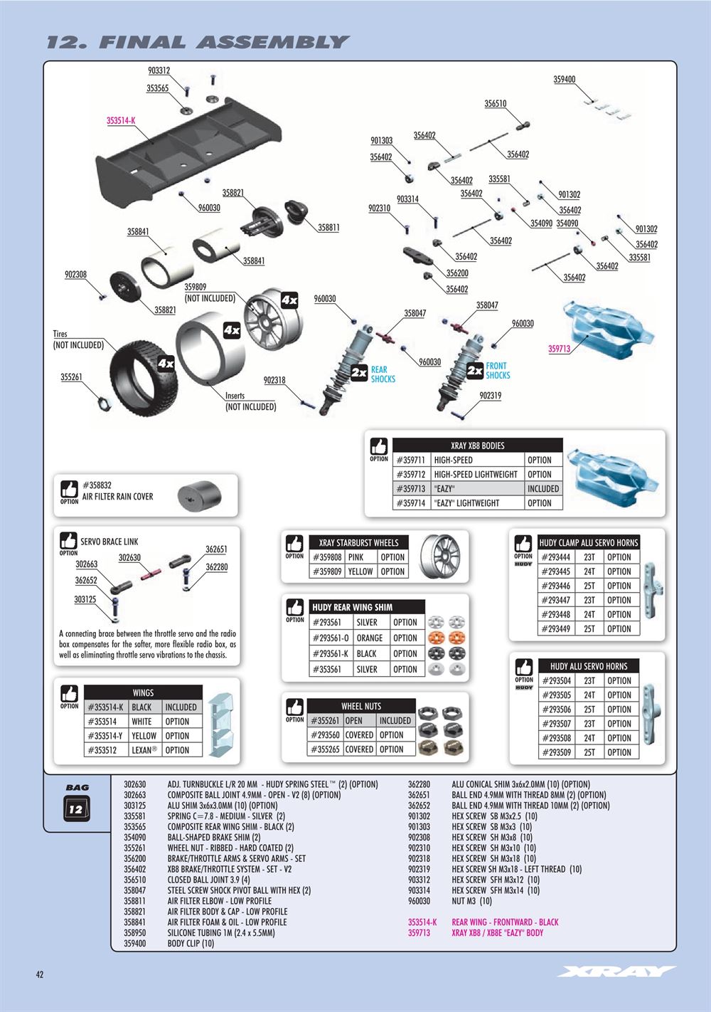 Xray - XB8 2022 Specs (XB8'22) - Manual - Page 42