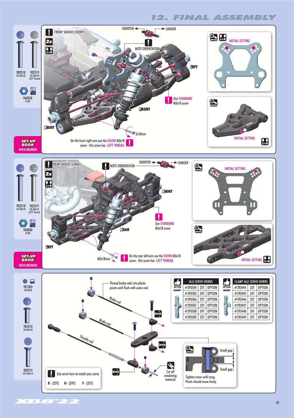 Xray - XB8 2022 Specs (XB8'22) - Manual - Page 43