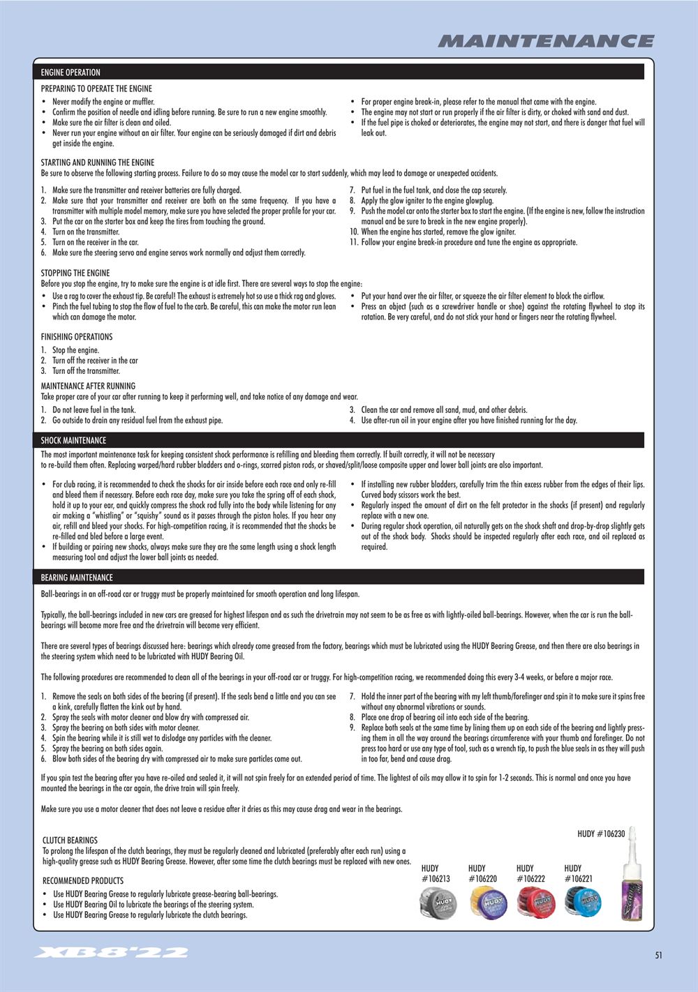Xray - XB8 2022 Specs (XB8'22) - Manual - Page 51