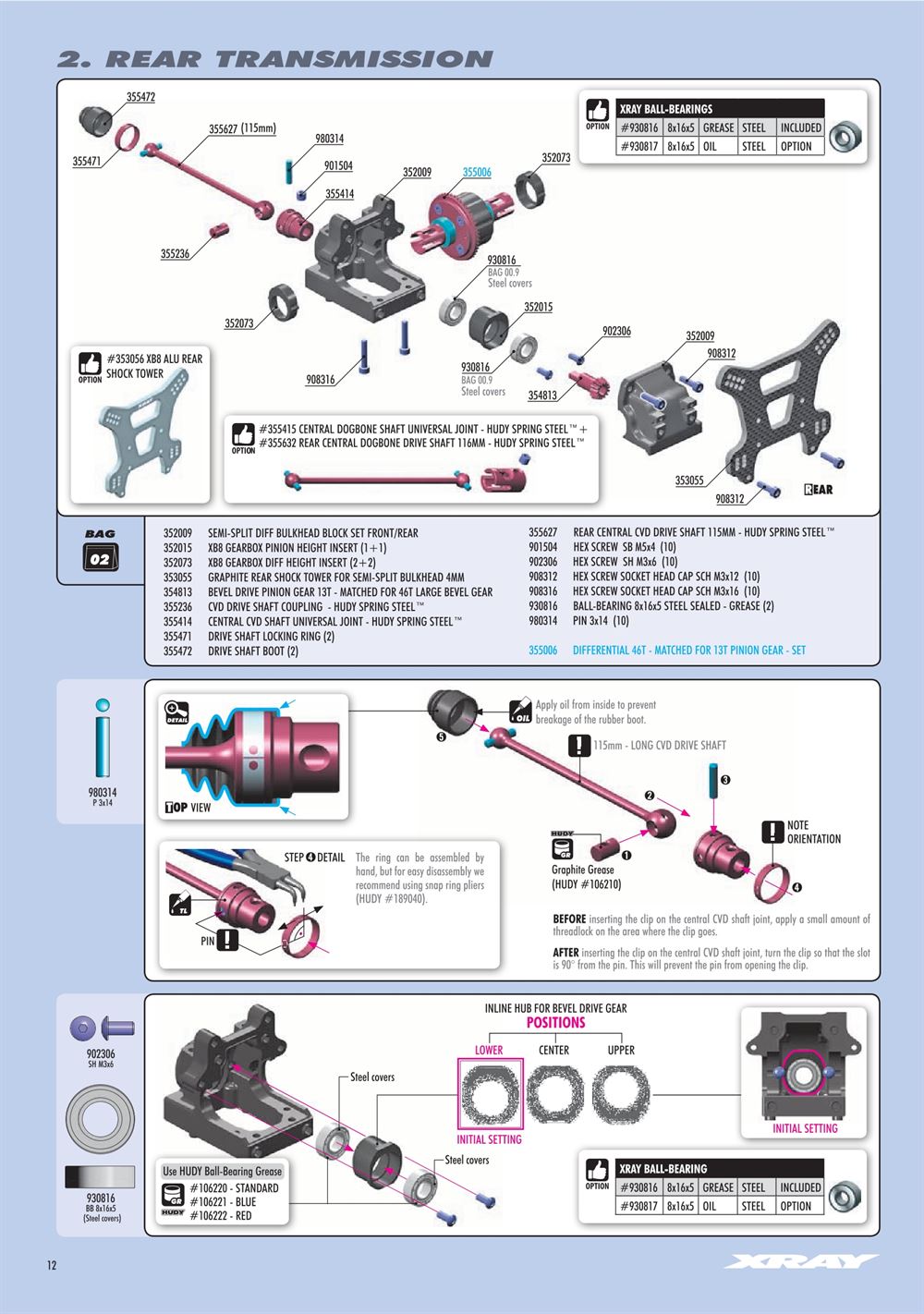 Xray - XB8 2023 Specs (XB8'23) - Manual - Page 12