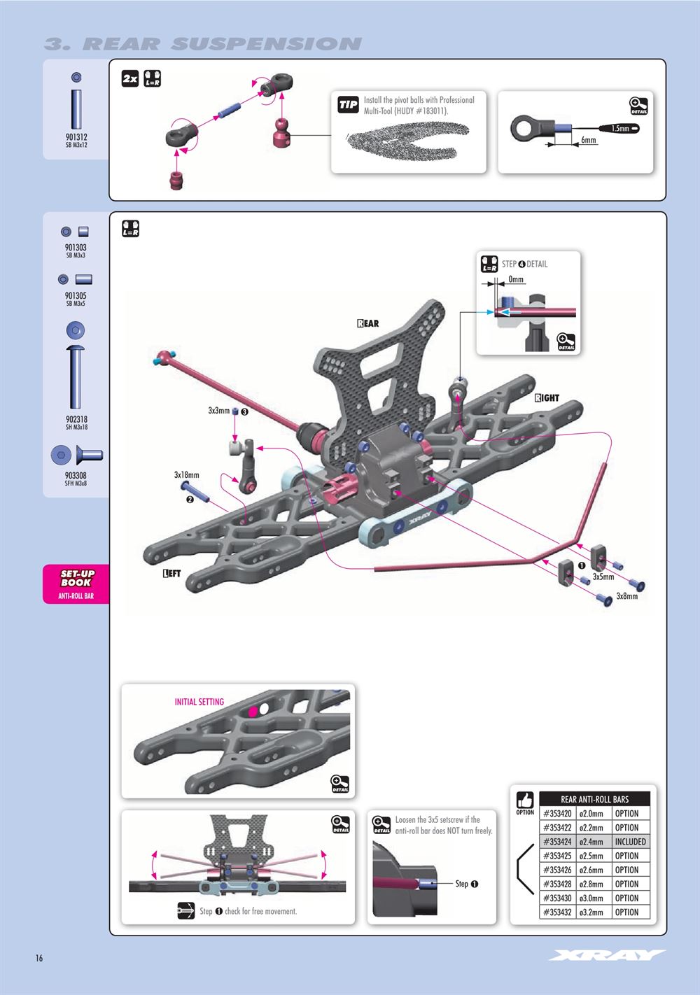 Xray - XB8 2023 Specs (XB8'23) - Manual - Page 16