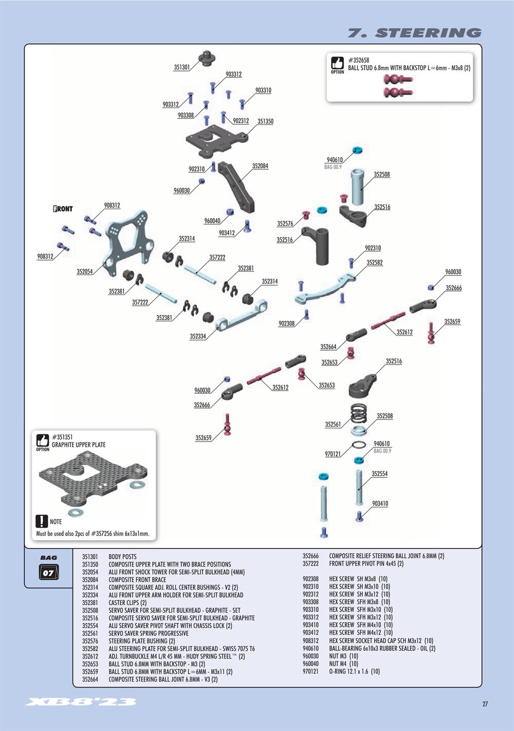 Xray - XB8 2023 Specs (XB8'23) - Manual - Page 27