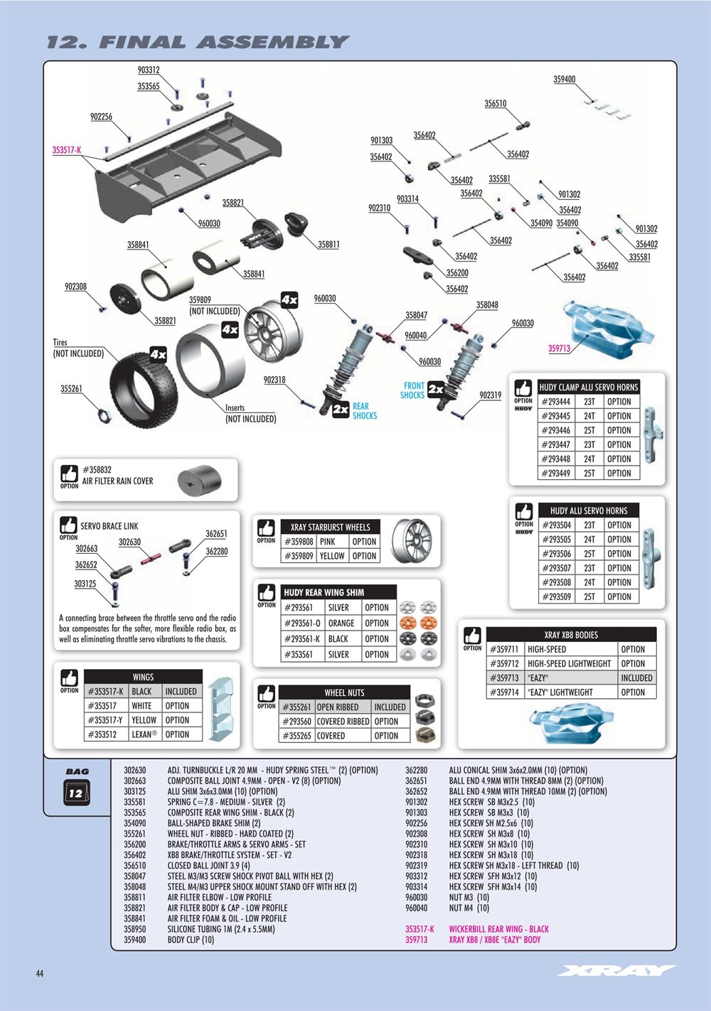 Xray - XB8 2023 Specs (XB8'23) - Manual - Page 44
