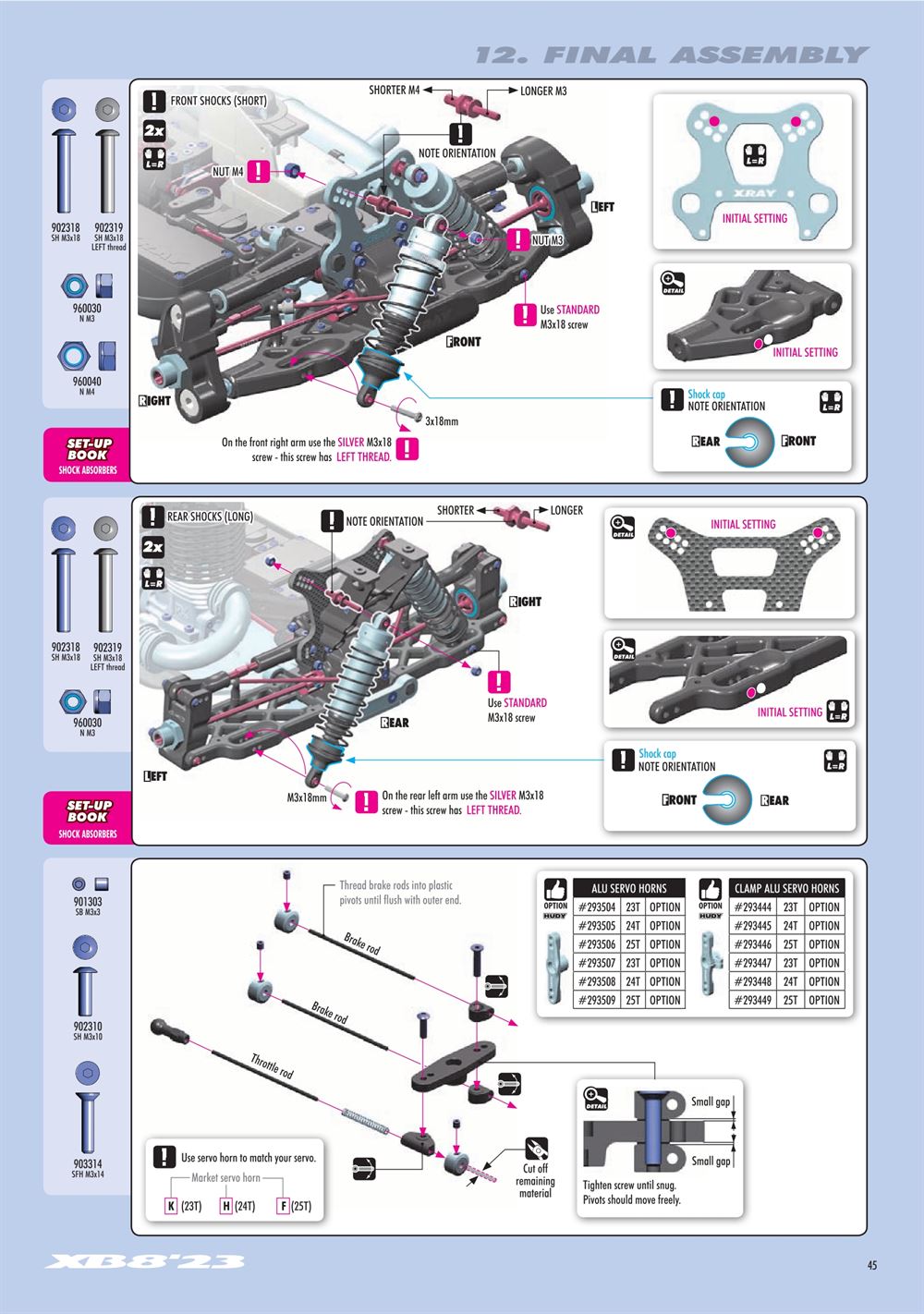 Xray - XB8 2023 Specs (XB8'23) - Manual - Page 45