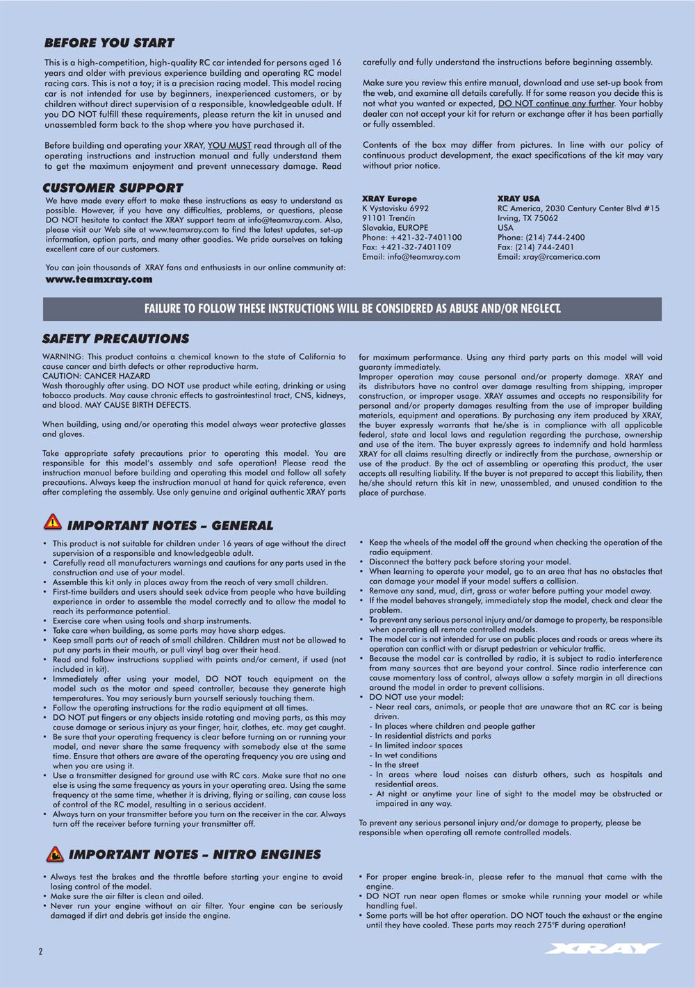 Xray - XB8 2024 Specs (XB8'24) - Manual - Page 2
