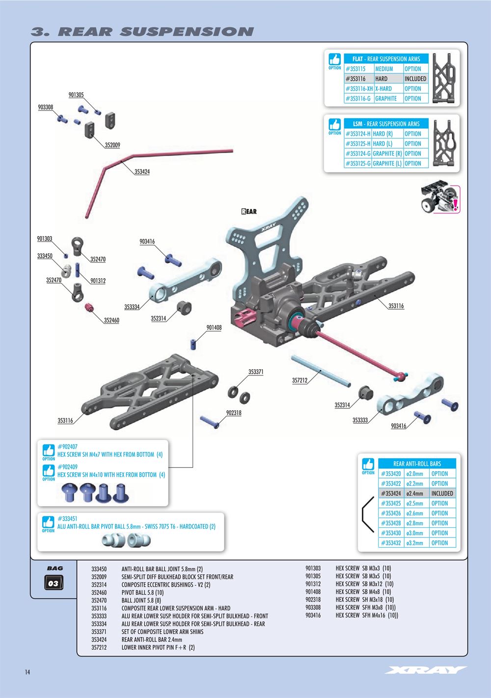 Xray - XB8 2024 Specs (XB8'24) - Manual - Page 14