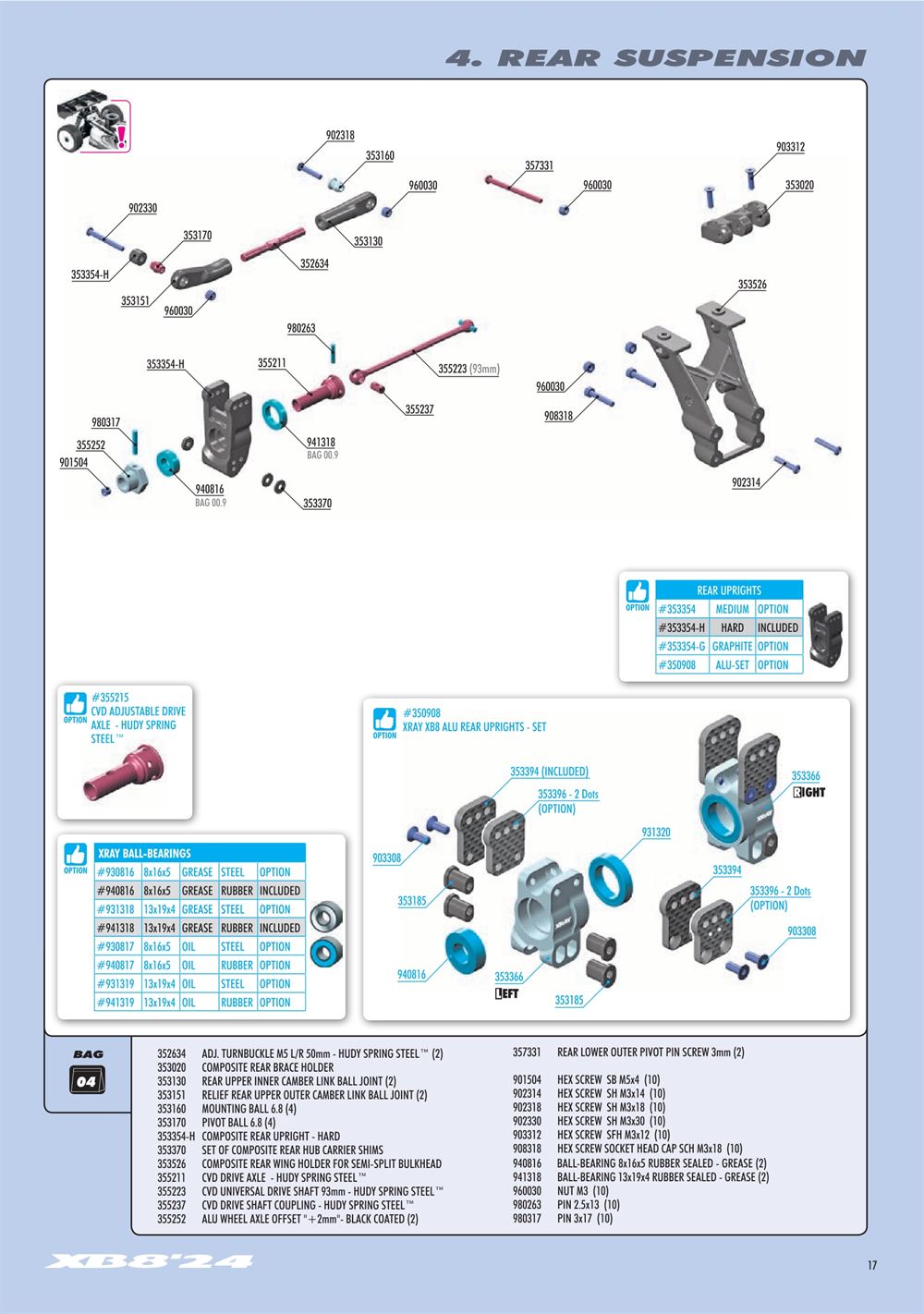 Xray - XB8 2024 Specs (XB8'24) - Manual - Page 17
